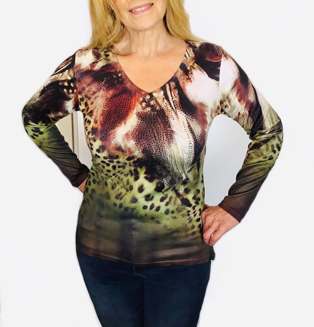 Feather print Sparkle Top