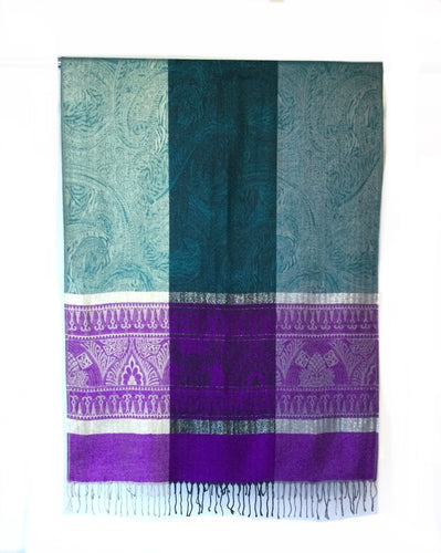 Pashmina paisley glitter stripe scarf