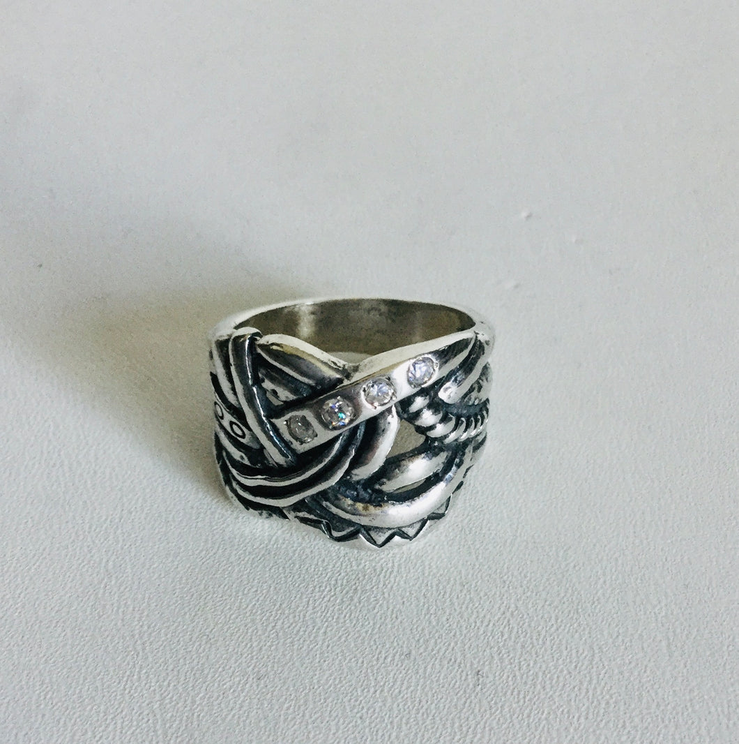 Sterling silver Woven ornate detailing Ring