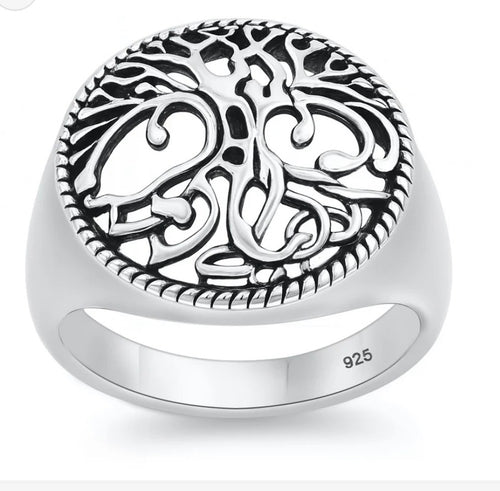 Signet Sterling silver Tree of life ring