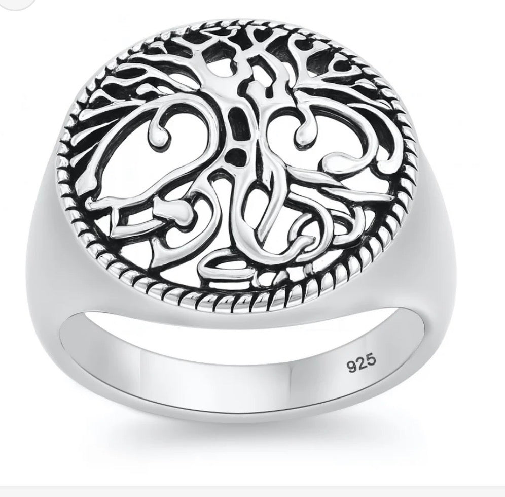 Signet Sterling silver Tree of life ring