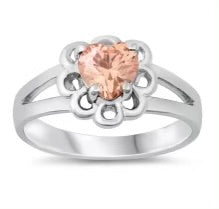 CZ Silver Baby Heart Ring