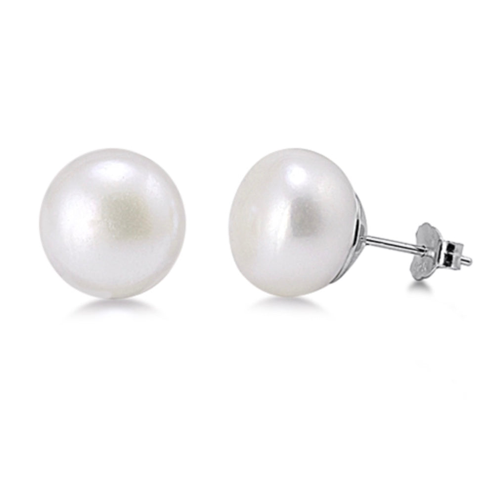 Sterling Silver 10 mm Fresh water Pearl stud Earring