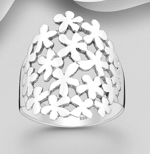 Flower petal silver Ring