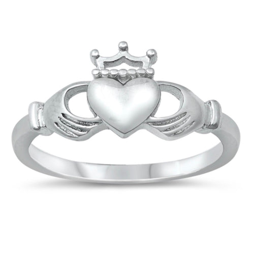 Rhodium plated Sterling silver Claddagh ring