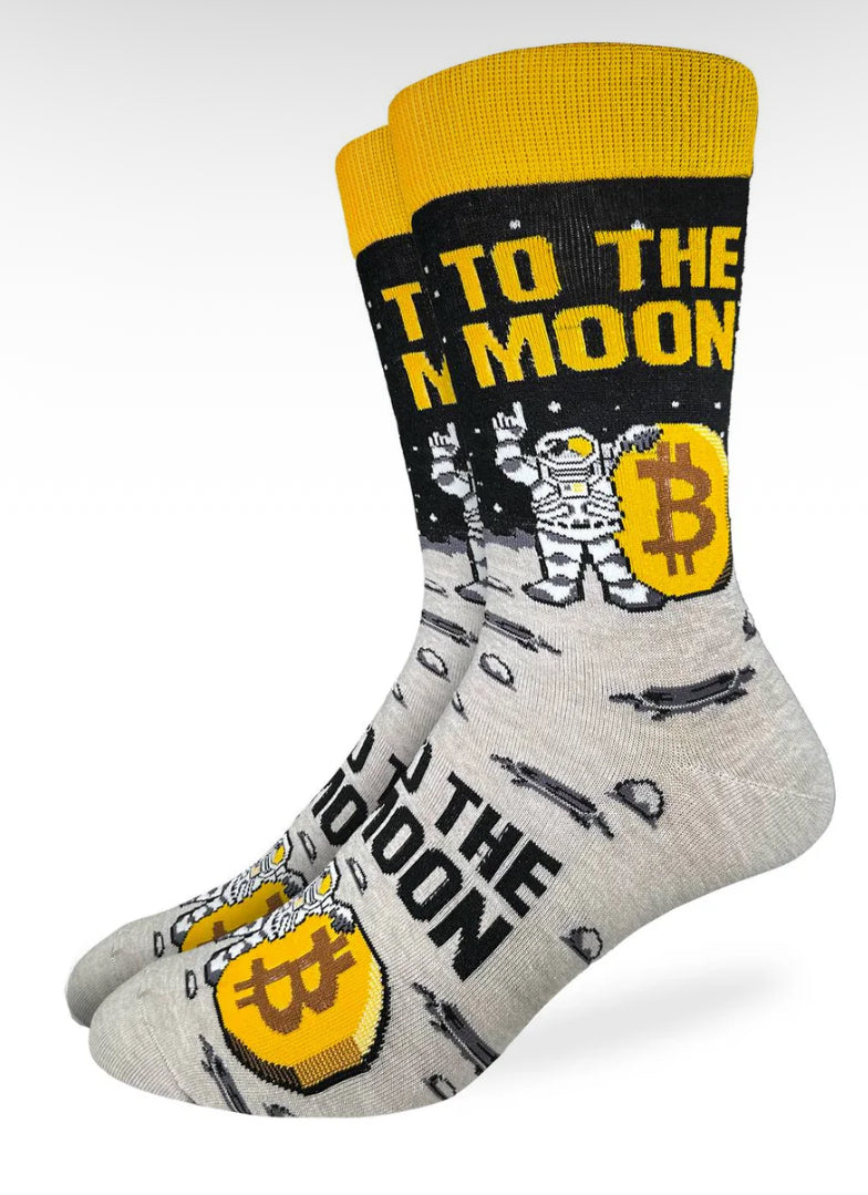 Men’s Bitcoin, To the Moon Crew Socks