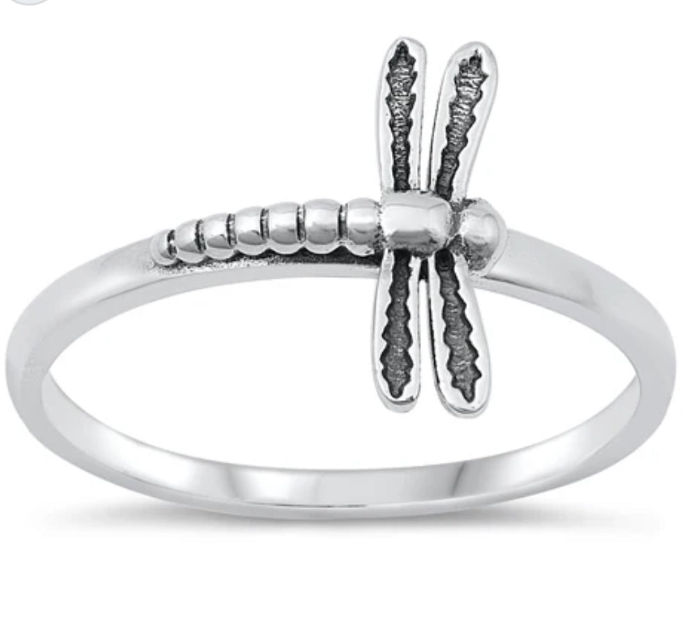 Sterling silver Dragonfly tiny Ring