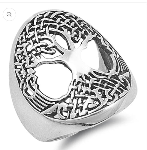 Larger Sterling silver Tree of life ring