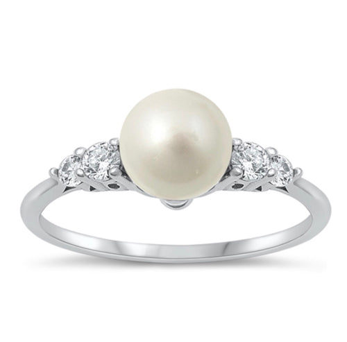 Sterling silver fresh water Pearl Cz Ring