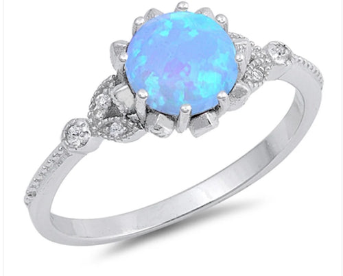 Lap Opal Sterling silver flower design ring