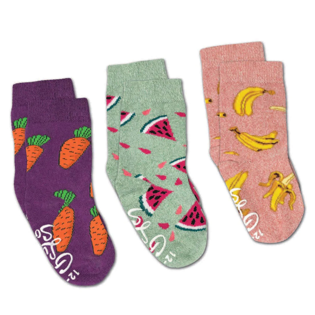 Bananas, Carrots and Watermelon fun kids socks