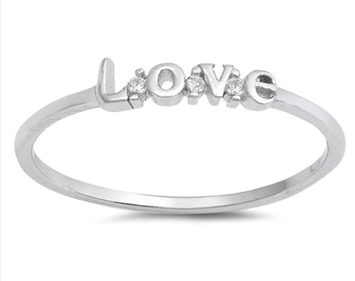 Tiny Love Sterling silver ring