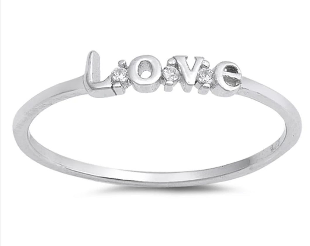 Tiny Love Sterling silver ring