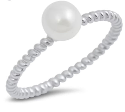 Pearl Sterling Silver beaded Ring