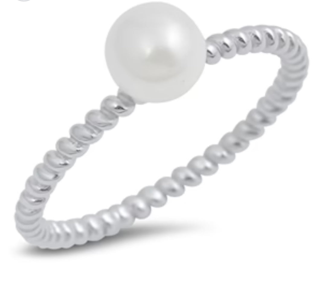 Pearl Sterling Silver beaded Ring