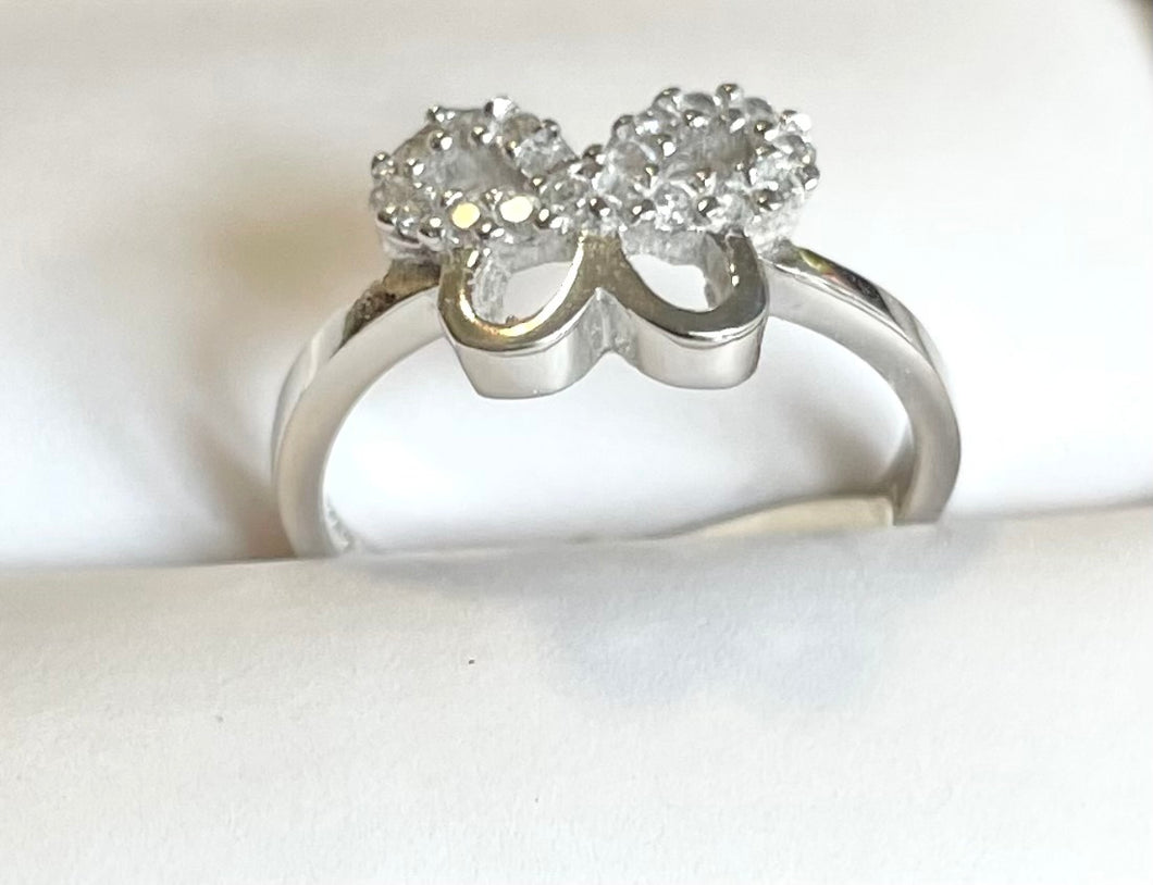 Sparkling Pave Ribbon Bow Ring in Sterling Silver