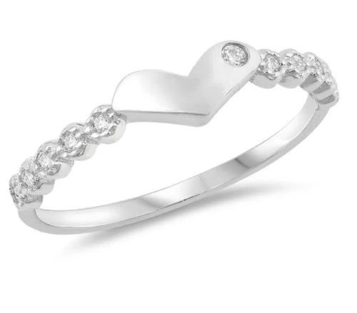 Sterling silver Single Heart and Cz