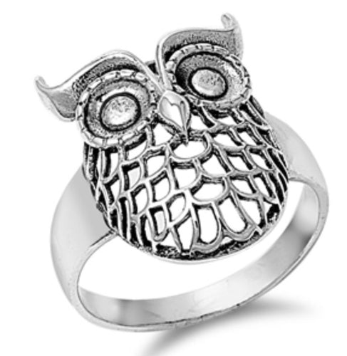 Sterling silver cut out Owl Ring