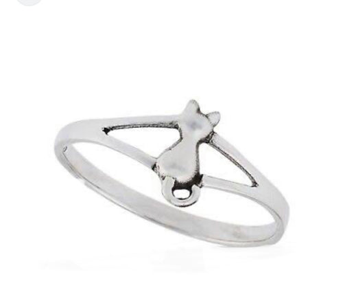 Sterling silver single cat ring