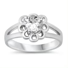 CZ Silver Baby Heart Ring