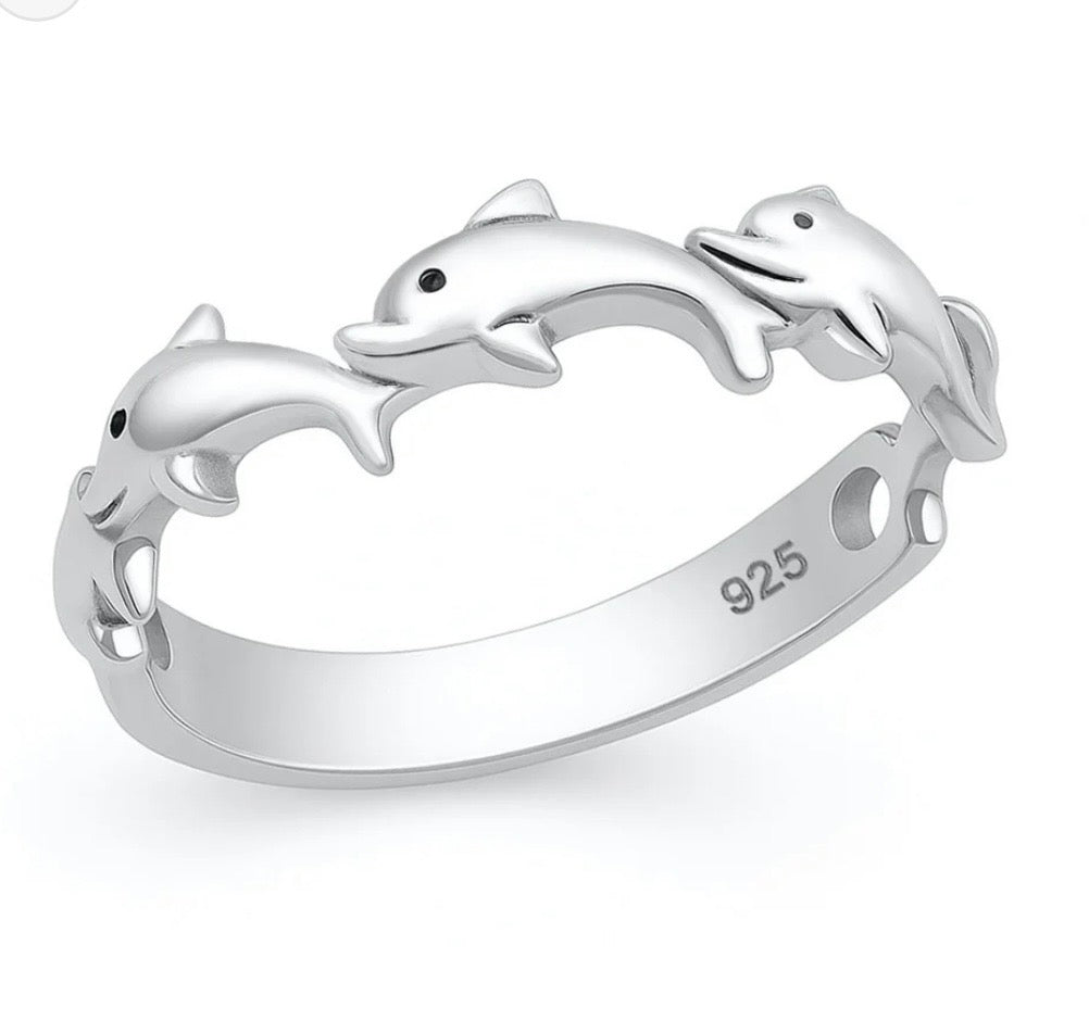 Sterling silver Dolphins ring