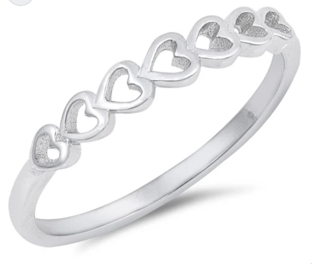 Sideways cutout Sterling silver heart ring