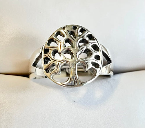 Round style sterling silver Tree of life ring