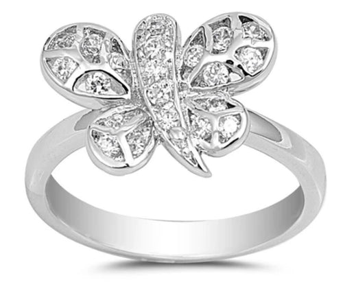 Sterling silver Diamond set butterfly Ring