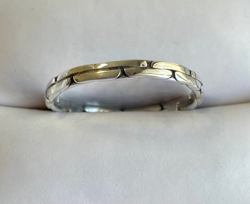 Unisex 925 Sterling Silver Brick Wall Pattern Ring – Textured Modern Band Jewelry
