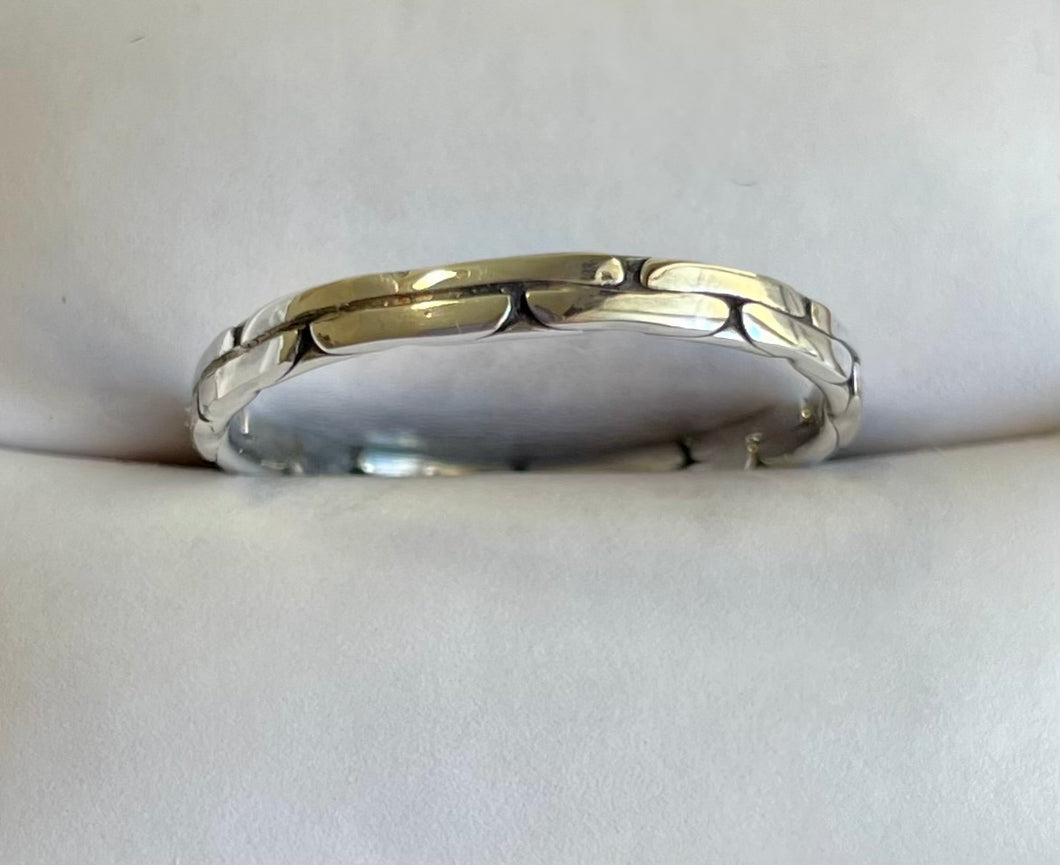 Unisex 925 Sterling Silver Brick Wall Pattern Ring – Textured Modern Band Jewelry