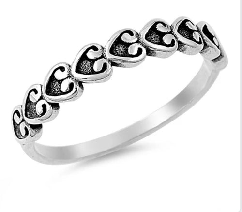 Sideway oxidized Silver Heart Ring