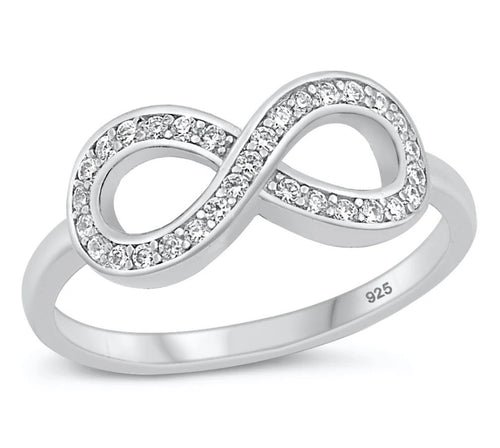 925 Sterling Silver Infinity Ring with Pavé Cubic Zirconia