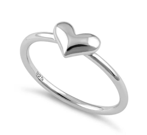 Solid Heart Sterling silver ring