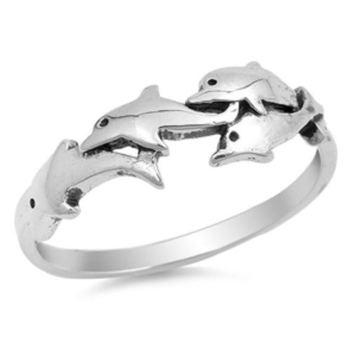 Sterling silver Dolphins Jumping Ring
