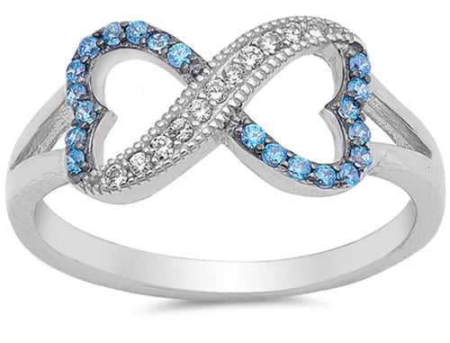 Blue cz Infinity Sterling Silver ring