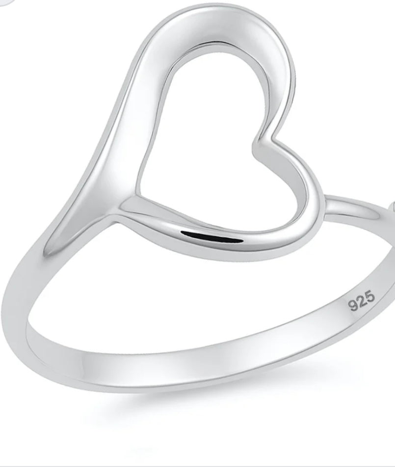 Sterling silver side Heart ring