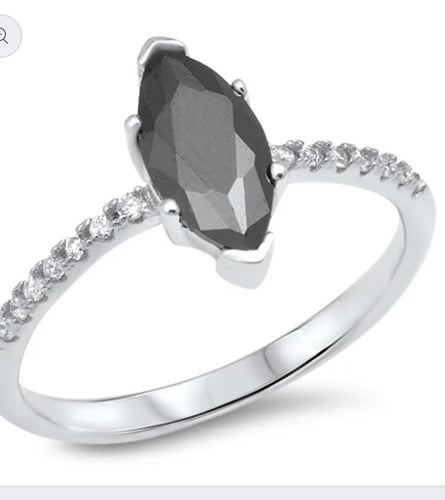 Black CZ silver ring
