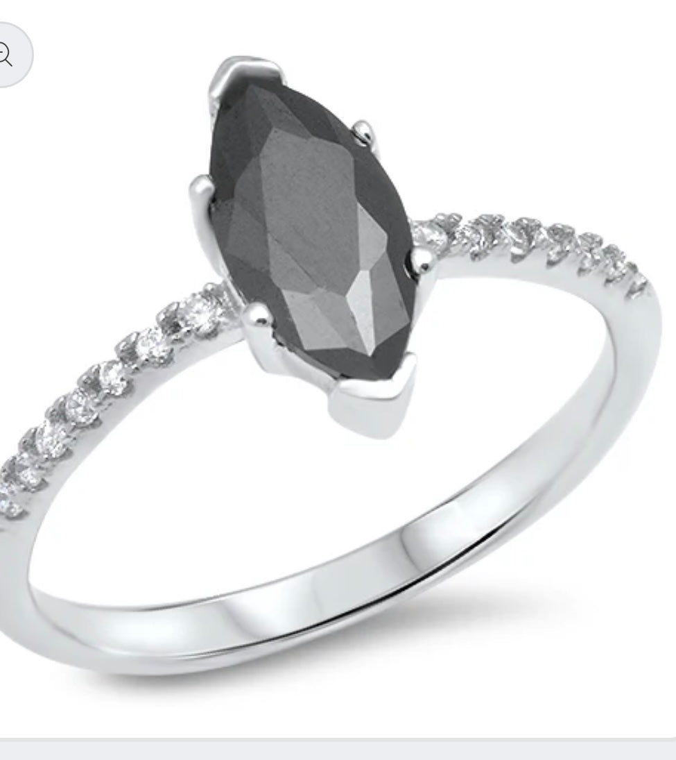 Black CZ silver ring