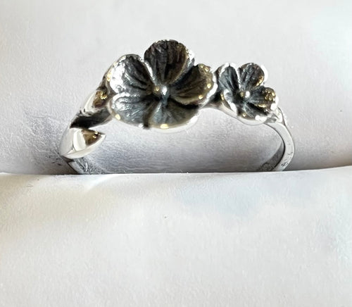 Dainty 925 Sterling Silver Cherry Blossom Ring