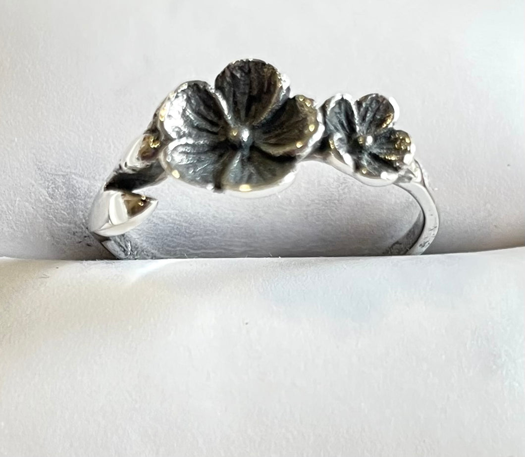 Dainty 925 Sterling Silver Cherry Blossom Ring