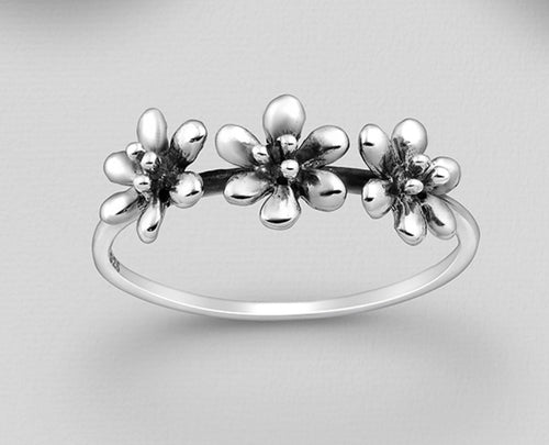 Oxidized Sterling silver Daisy Ring