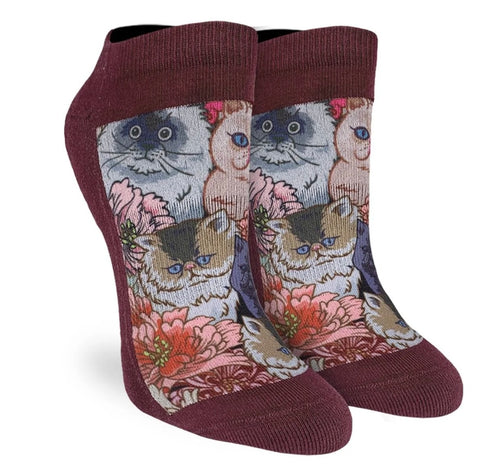 Ankle Floral Cats Socks