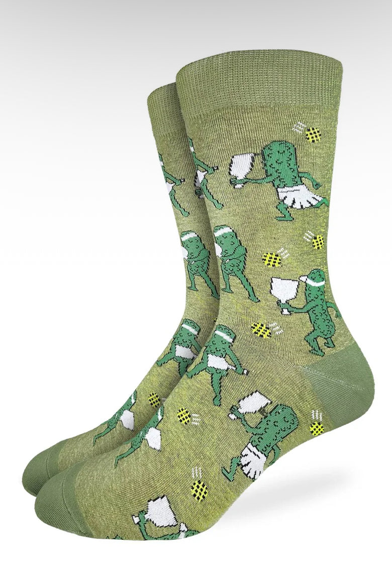 Men’s Pickles Playing Pickleball Crew Socks