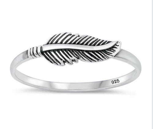 Sterling silver feather ring
