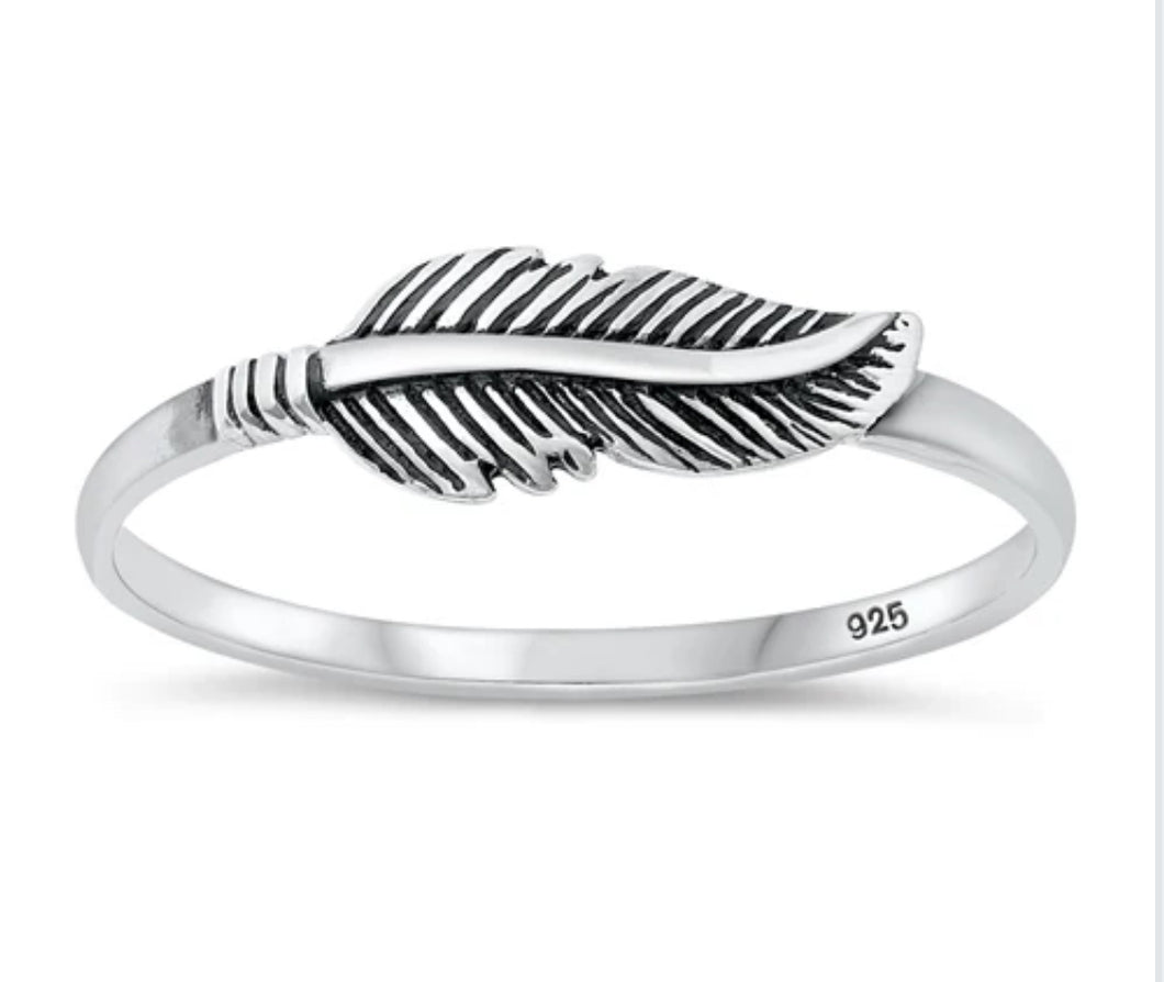 Sterling silver feather ring