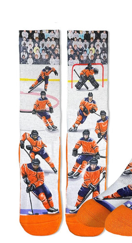 Orange Ice Hockey Players Active fit sock