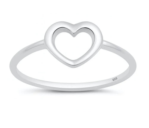Sterling silver cutout heart ring