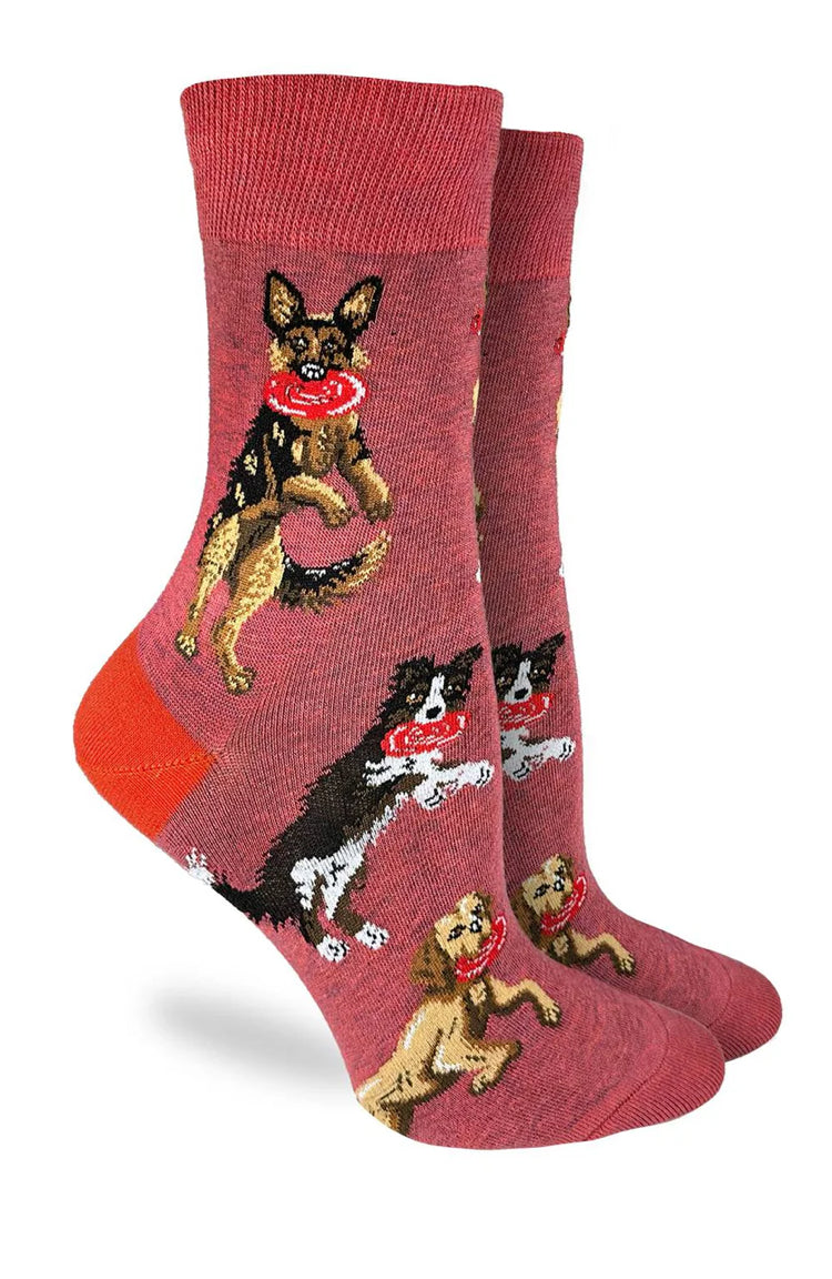 Women’s Dogs Catching Frisbees Crew socks
