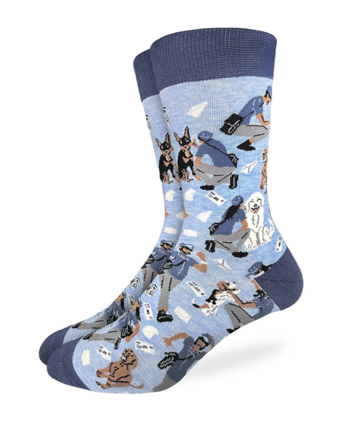 Men’s Dog Chasing Postal Workers crew socks