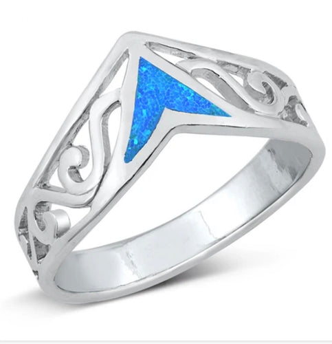 Chevron Opal silver ring